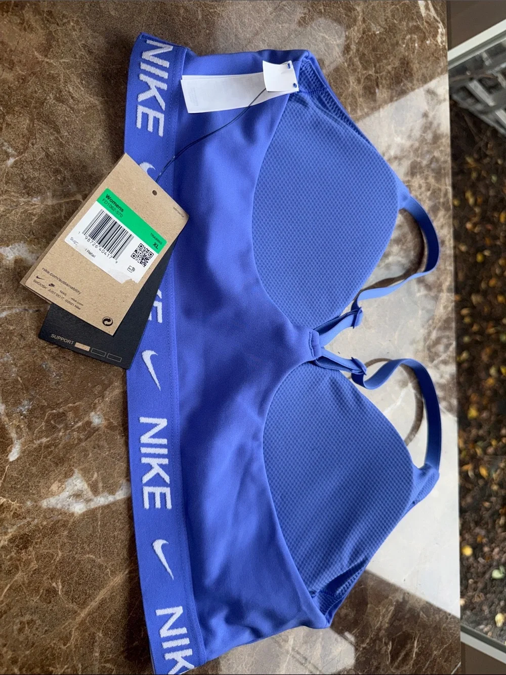 Nike Blue Logo Elastic-Band Light Support Sports Bra